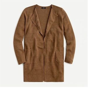 J. Crew Juliette Collarless Linen Long Duster Cardigan Sweater